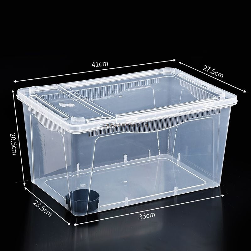 Reptile Terrarium Breeding Box for Lizards, Spiders, Snails, and Frogs with Feeding Bowl