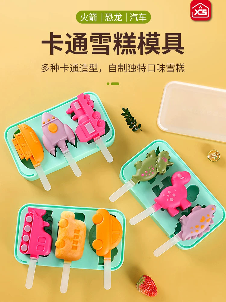 Silicone Ice Pop Molds for Kids, DIY Homemade Ice Cream Bar Maker with Cartoon Animal Shapes
