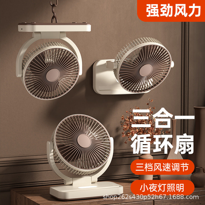 Portable USB Desk Fan with LED Light, Wall Mountable for Bedroom, Dorm, Kitchen