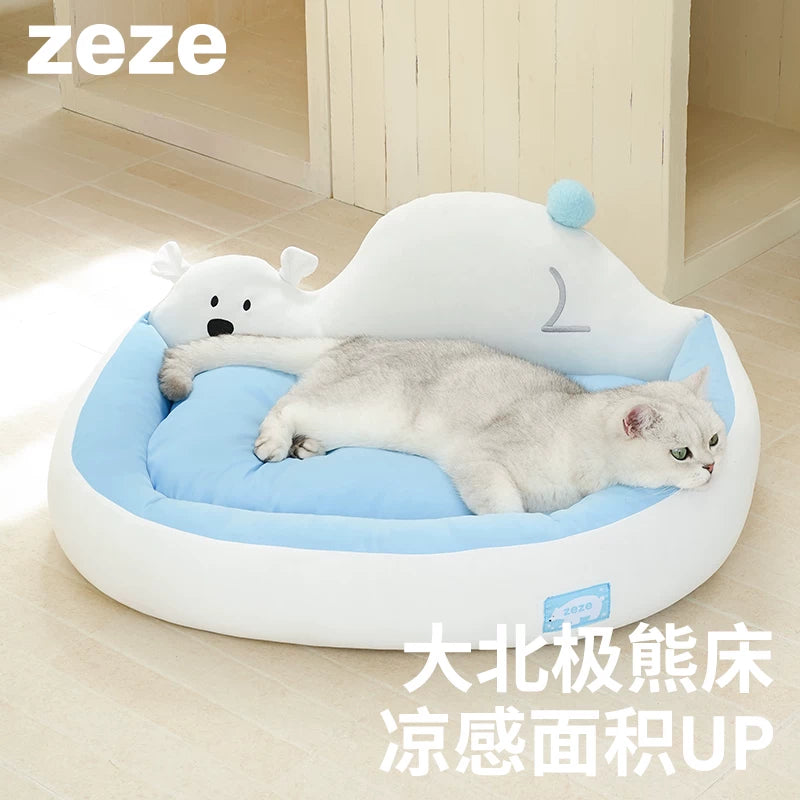 ZEZE Arctic Bear Cooling Pet Bed Mat Washable for Dogs