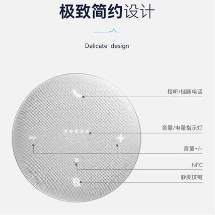 Omnidirectional Bluetooth Wireless Conference Microphone Speaker with Noise Reduction