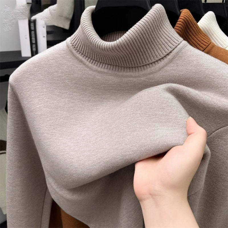 Men's Fleece Lined Turtleneck Sweater Winter Warm Knitted Base Layer