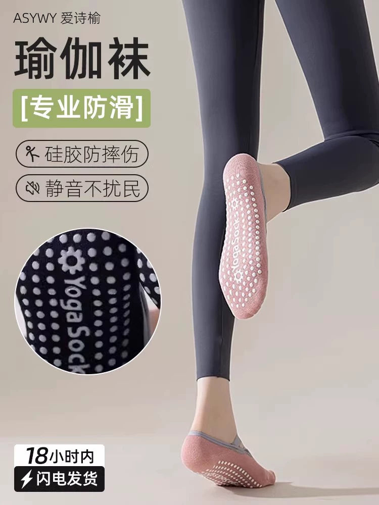Women's Non-Slip Yoga Pilates Socks with Straps - Breathable Cotton Grip Socks for Dance & Fitness