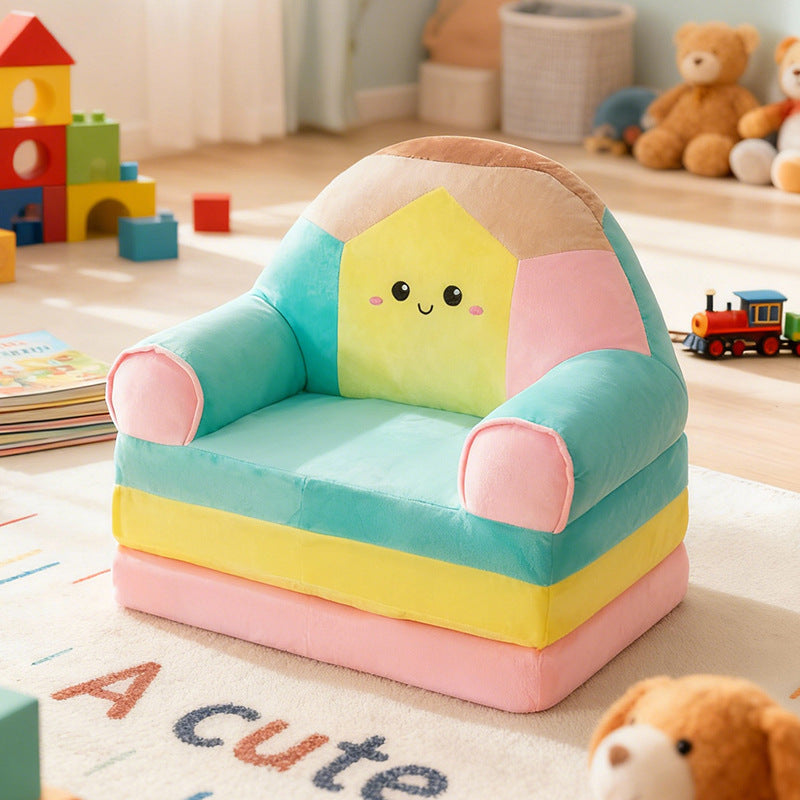 Cartoon Three-Layer Foldable Kids Sofa Chair, Kindergarten Toddler Nap Lounge Seat