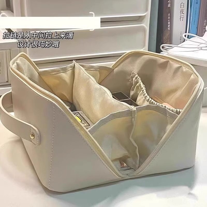Large Capacity Travel Makeup Bag Portable Toiletry Organizer with Multiple Compartments