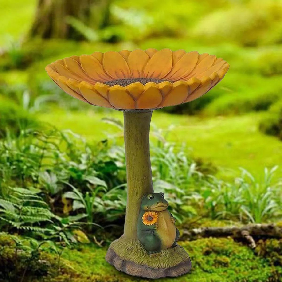 Frog Sunflower Bird Feeder Outdoor Resin Garden Ornament
