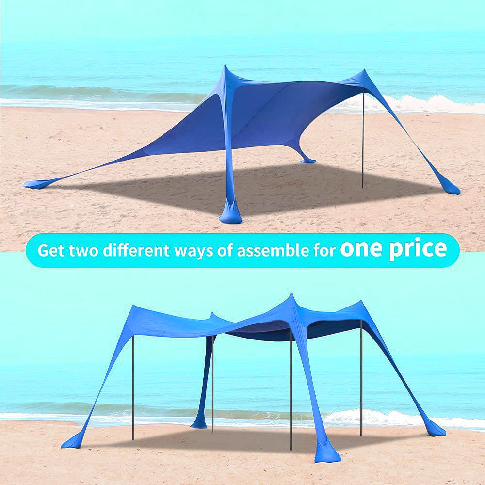 Lycra Beach Sunshade Tent with Poles for Outdoor Camping Fishing Park