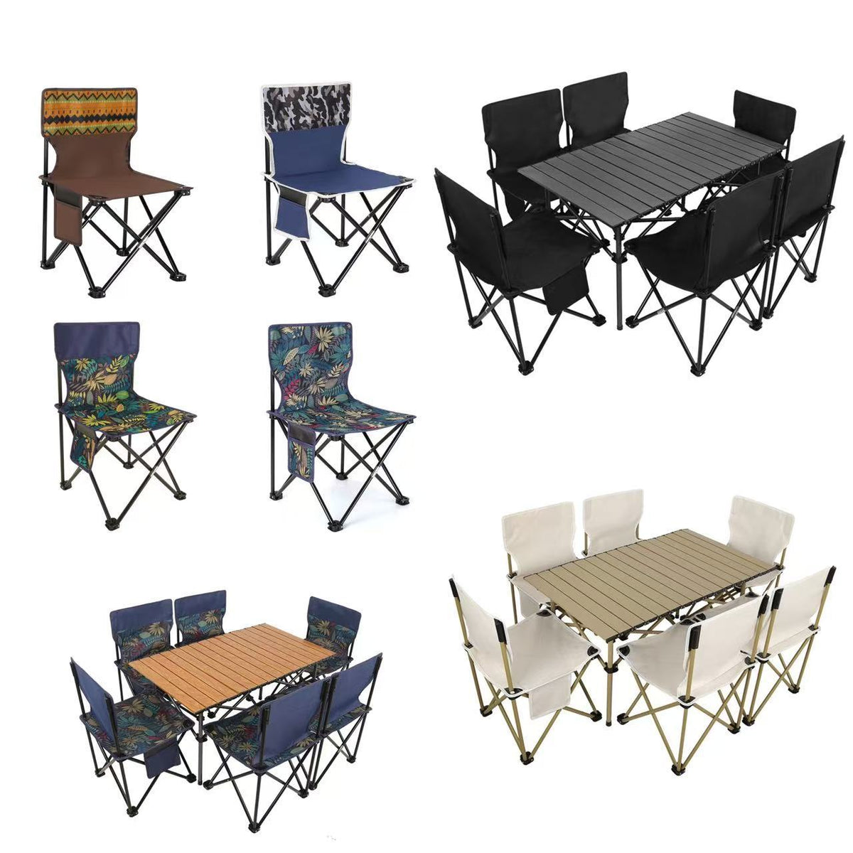 Portable Outdoor Folding Chair Set for Camping, Fishing, and Picnics with Storage Bag