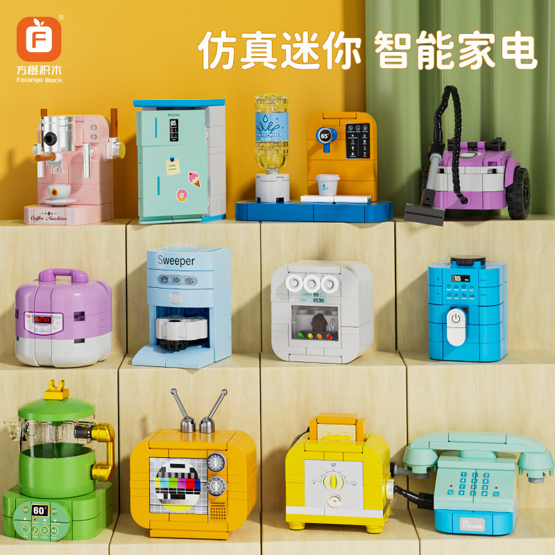 Mini Home Appliance Building Blocks Set - TV, Refrigerator, Coffee Machine, Rice Cooker Assembly Model for Kids