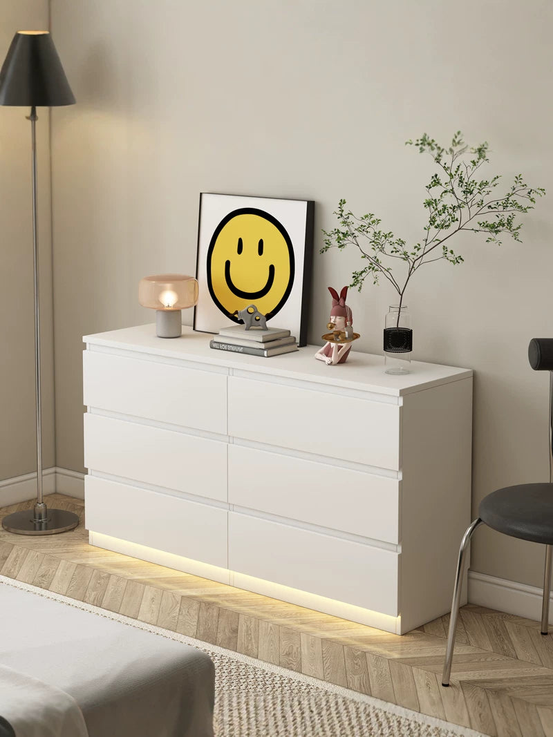 Solid Wood Chest of Drawers Bedroom End Cabinet Storage Modern Minimalist Drawer Cabinet Living Room Sideboard