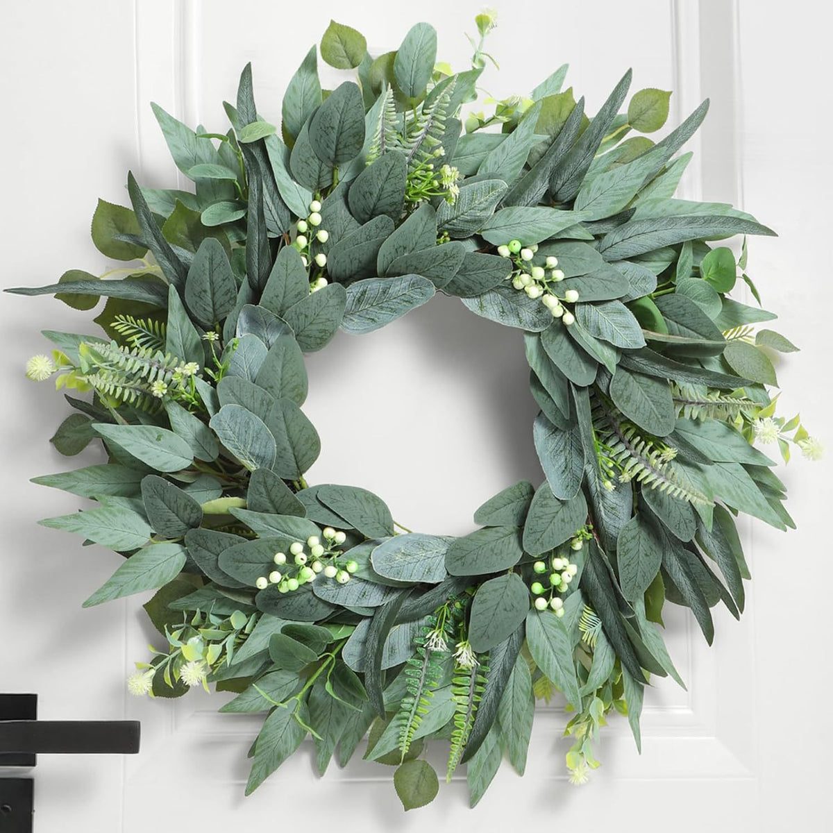 Artificial Eucalyptus Wreath for Front Door, All Season Greenery Wreath for Home Decor, Farmhouse Wall Window Decor