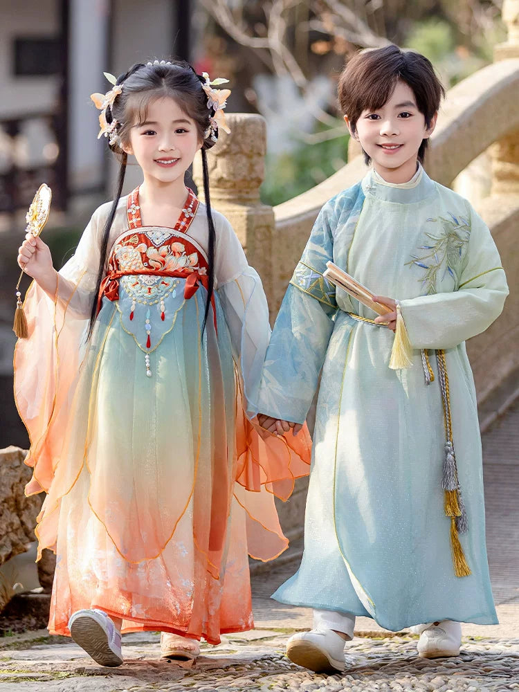 Kids' Hanfu Tang Suit for Boys and Girls, Traditional Chinese Ancient Costume for Performances