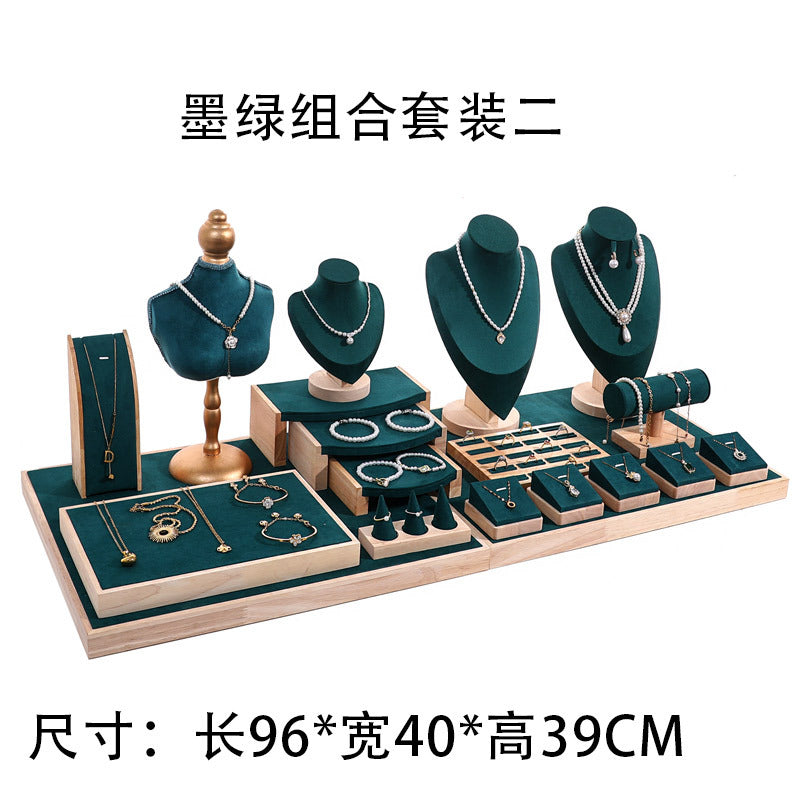 Premium Jewelry Display Tray Set for Countertop and Showcase, Necklace and Ring Organizer