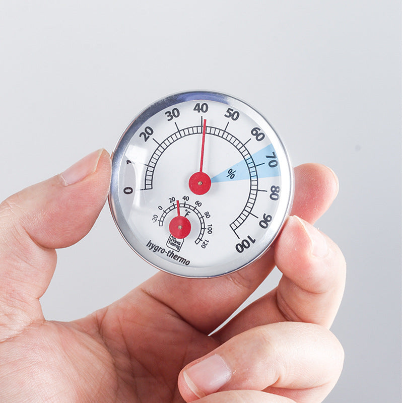 57MM Aluminum Alloy Thermometer Hygrometer 2-in-1 Portable Embedded Cigar Box Wine Cabinet Decoration Humidity Meter Battery-Free