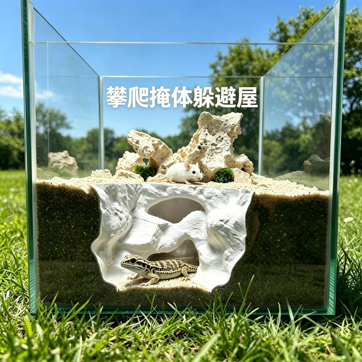 Acrylic Reptile Hideout House for Terrarium Landscaping, Small Size