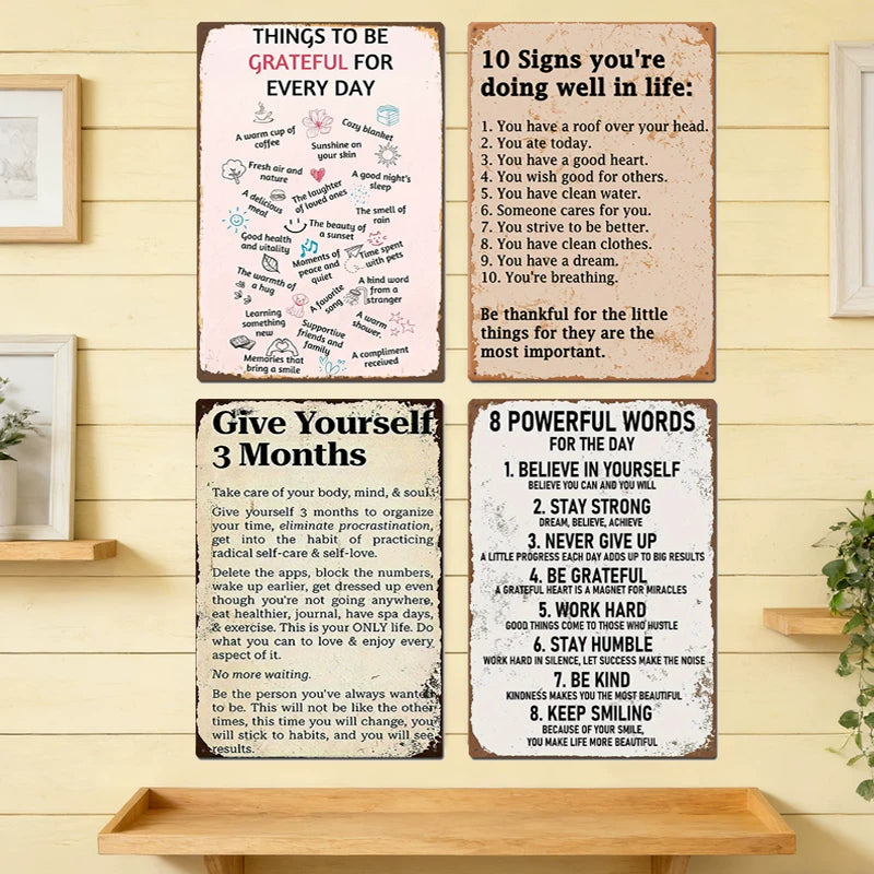 American Style Inspirational English Quote Metal Wall Art for Living Room Bedroom Decor