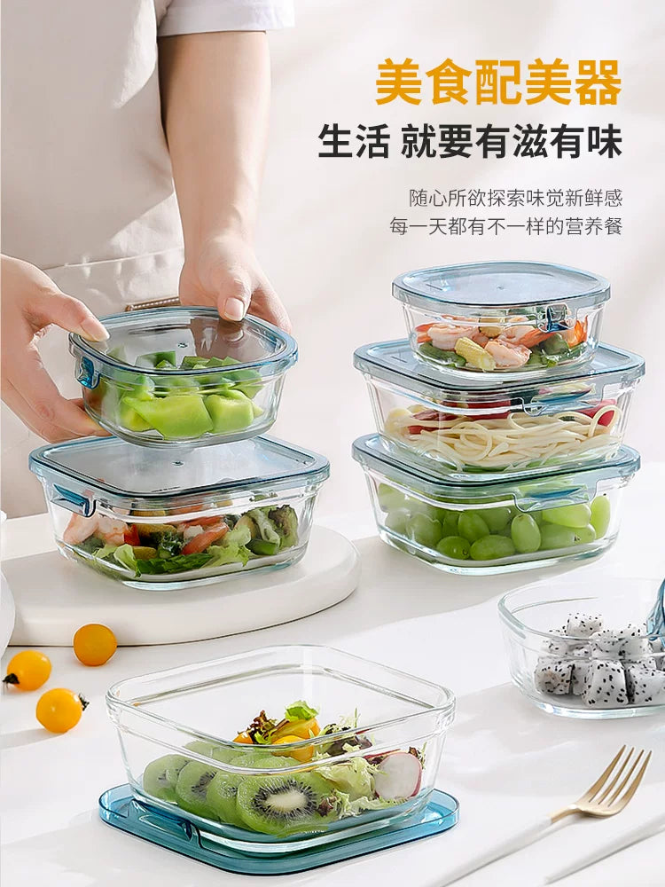 Glass Lunch Box Set with Portable Bag and Cutlery, Microwave Safe Food Storage Container for Work, School, and Travel