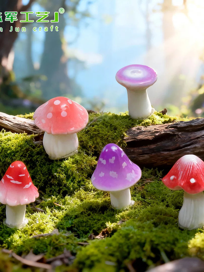 Miniature Jungle Mushroom Figurines for DIY Micro Landscape Decor