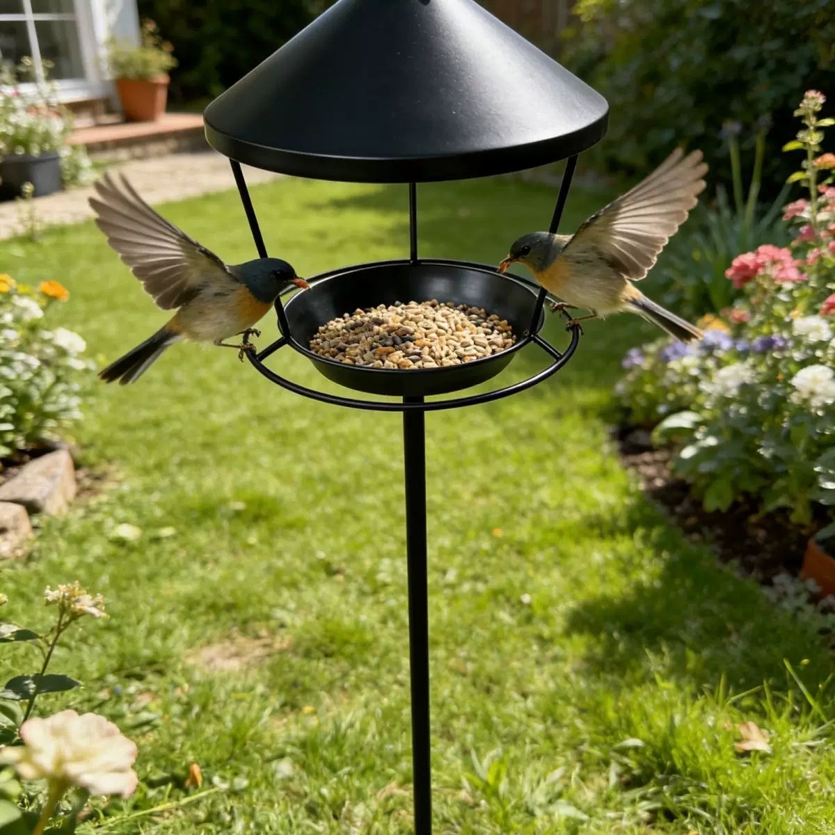 Outdoor Hanging Hummingbird Feeder, Rainproof Metal Bird Feeder for Garden Patio Balcony Decoration