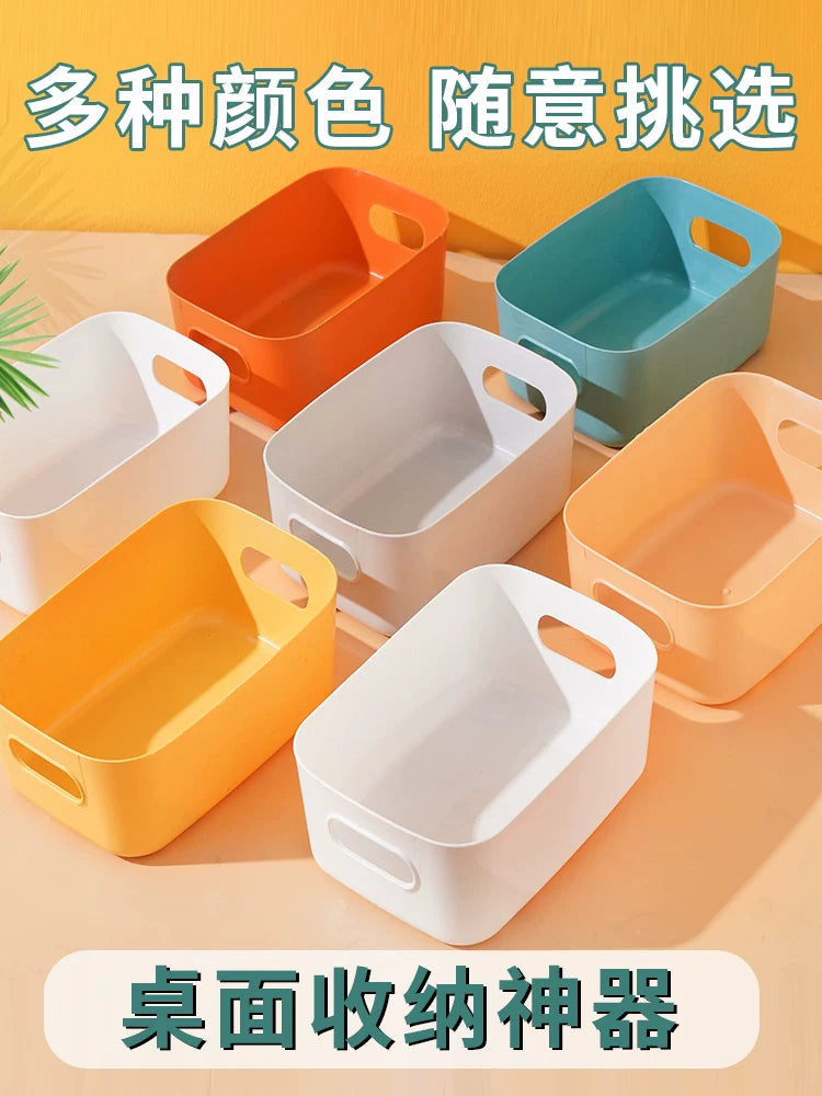 Desktop Plastic Storage Basket for Cosmetics, Snacks, and Sundries