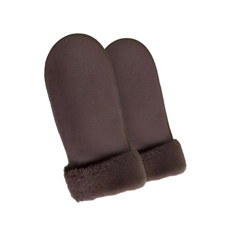 Women's Suede Fleece Lined Mittens for Winter Outdoor Activities