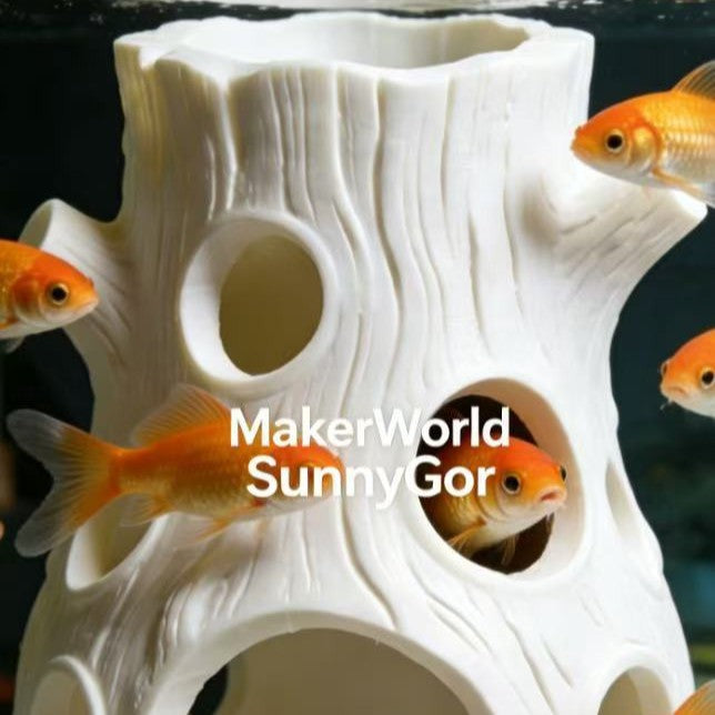 3D Printed Hollow Tree Stump Aquarium Ornament Fish Shrimp Hideout Decor