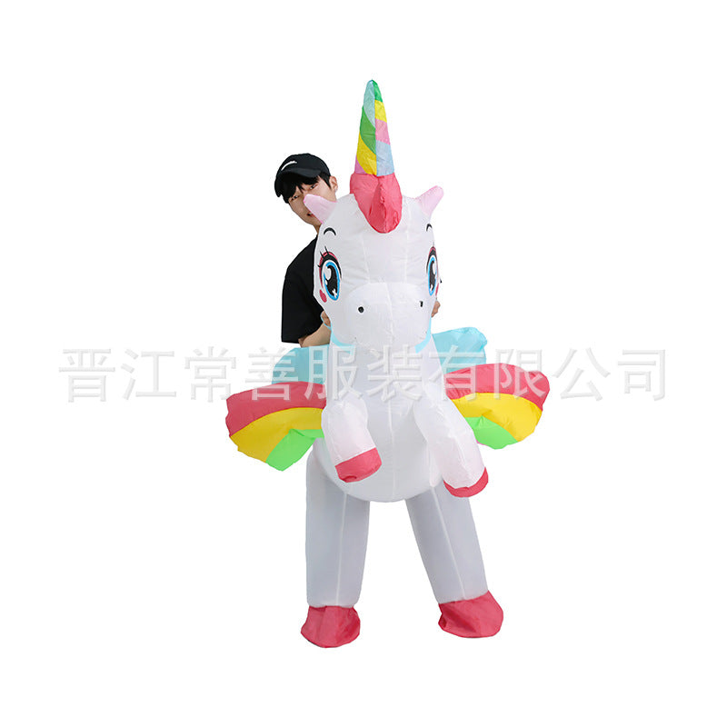 Inflatable Rainbow Unicorn Rider Costume for Halloween & Parties