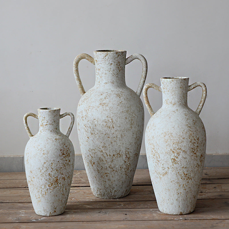 Vintage Danish Style Ceramic Double-Handled Vase for Home and Restaurant Decor