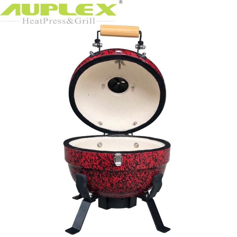 AUPLEX 12-Inch Mini Ceramic Kamado Grill Portable Outdoor BBQ Backpack Stove