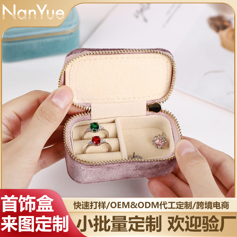 Velvet Travel Jewelry Organizer Mini Ring Box Pouch
