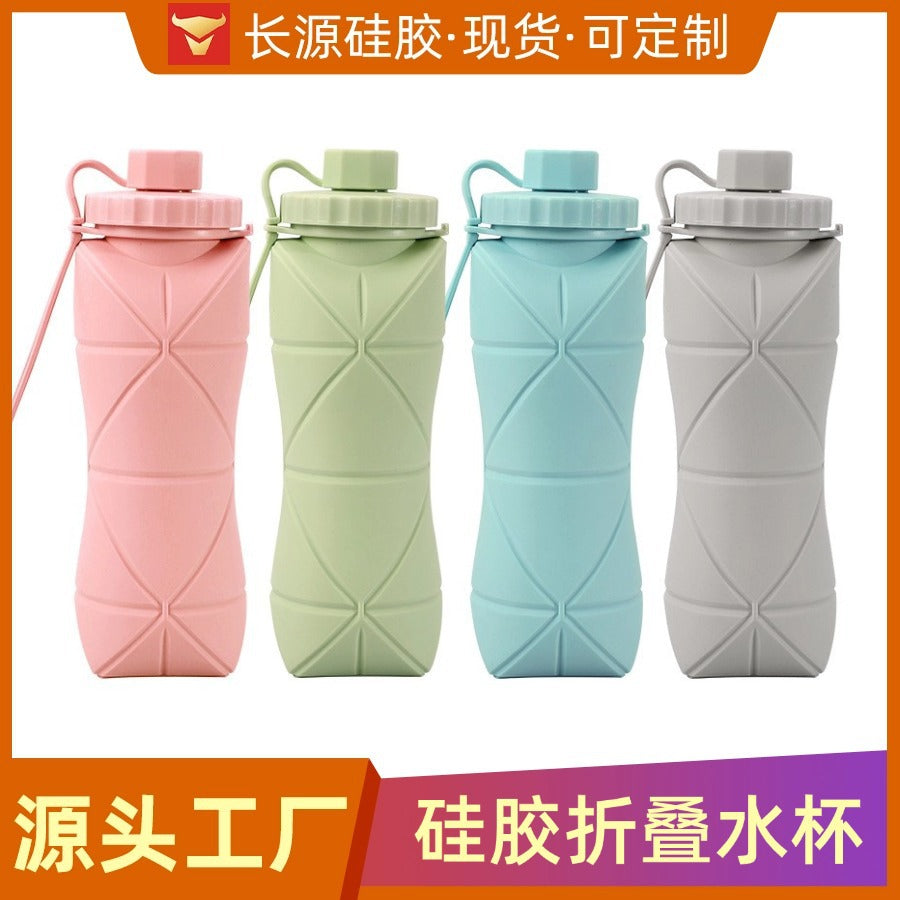 Foldable Silicone Water Bottle, High Temperature Resistant, Food Grade, Portable for Outdoor Sports Travel Cycling
