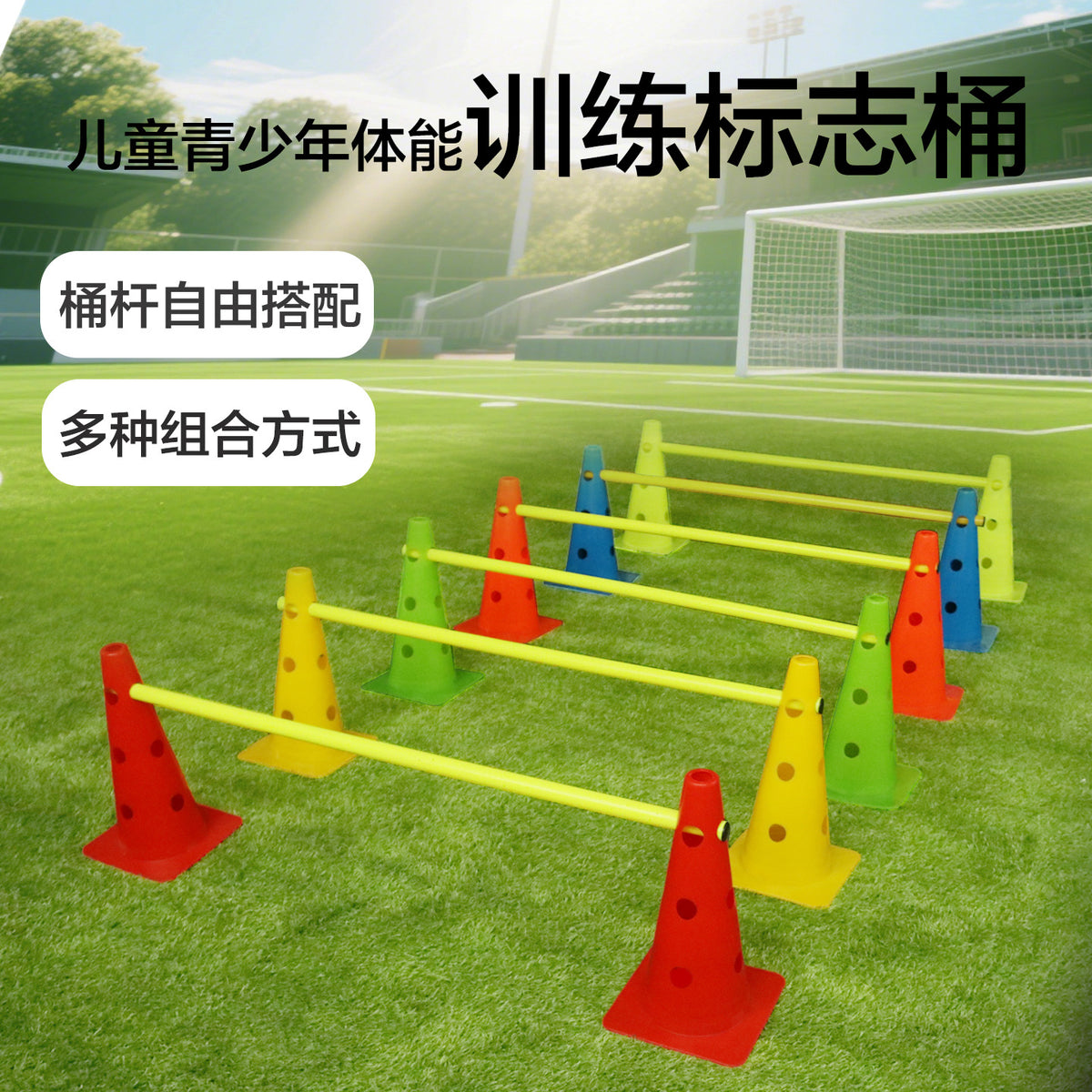 Soccer Training Cones and Poles Set - Agility Obstacle Markers for Football Drills, Durable & Practical
