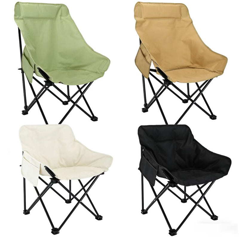 Portable Folding Camping Chair High Back Moon Chair for Outdoor Picnic Beach Leisure