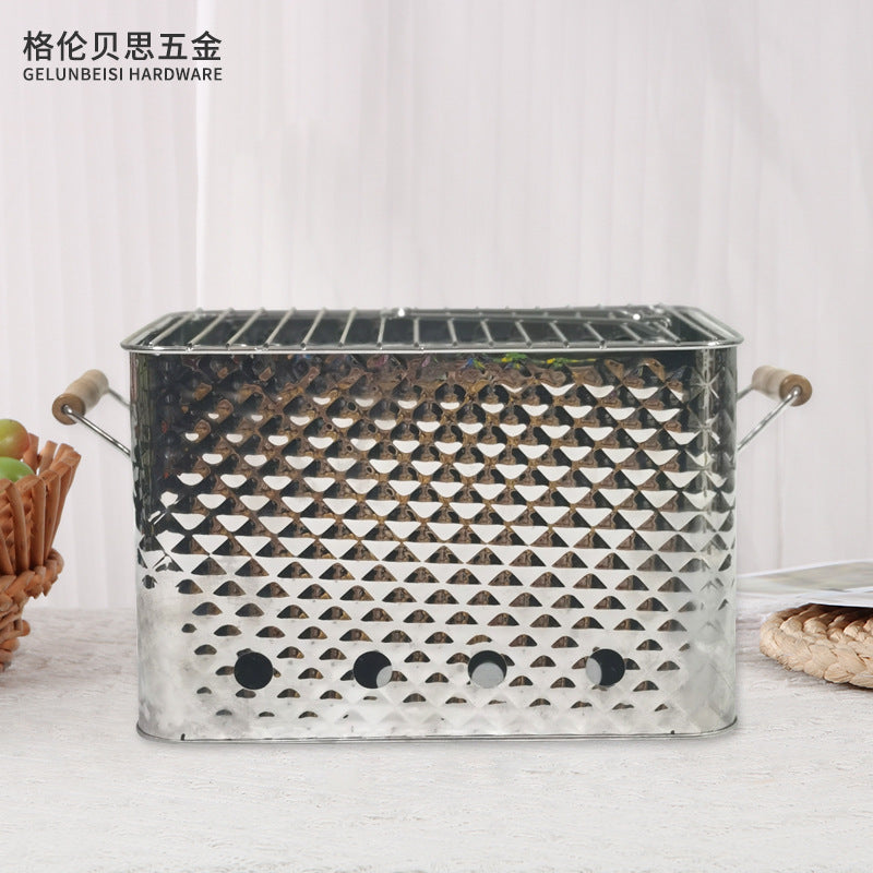 Stainless Steel BBQ Grill Outdoor Camping Picnic Tabletop Smoker Charcoal Grill for Backyard and Patio