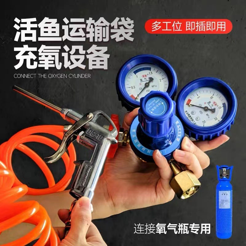 Live Fish Oxygenation Kit for Transport - Oxygen Regulator, Inflation Gun & Hoses