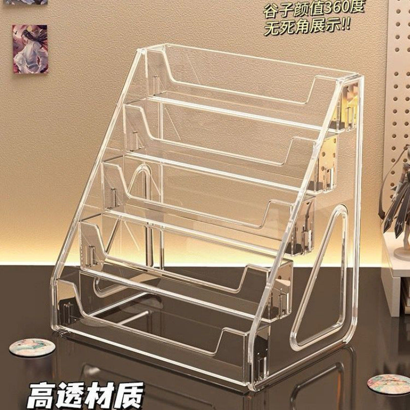 Acrylic Display Stand Tiered Desktop Organizer for Badges Pins Figurines Collectibles