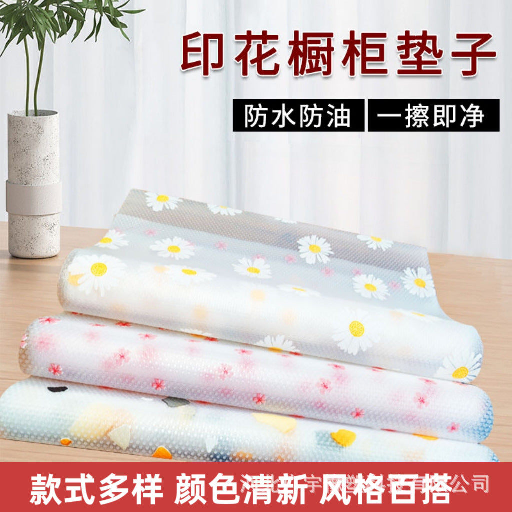 EVA Daisy Print Cabinet Drawer Liner, Waterproof and Moisture-proof Shelf Liner for Kitchen and Refrigerator