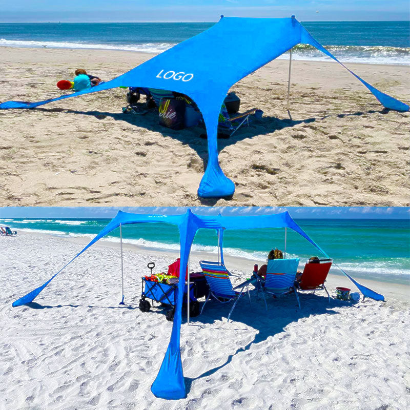 Lycra Stretch Beach Sunshade Tent with Poles for Outdoor Camping Fishing Park