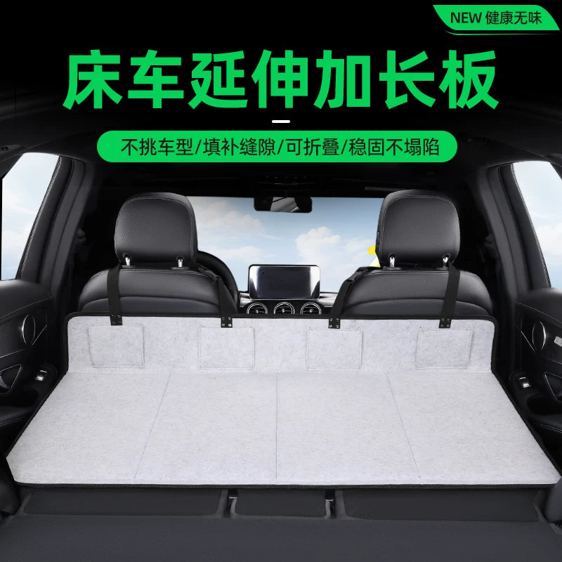 Car Back Seat Extension Board for SUV Trunk Sleeping, Foldable Single/Double Car Mattress Head Protection