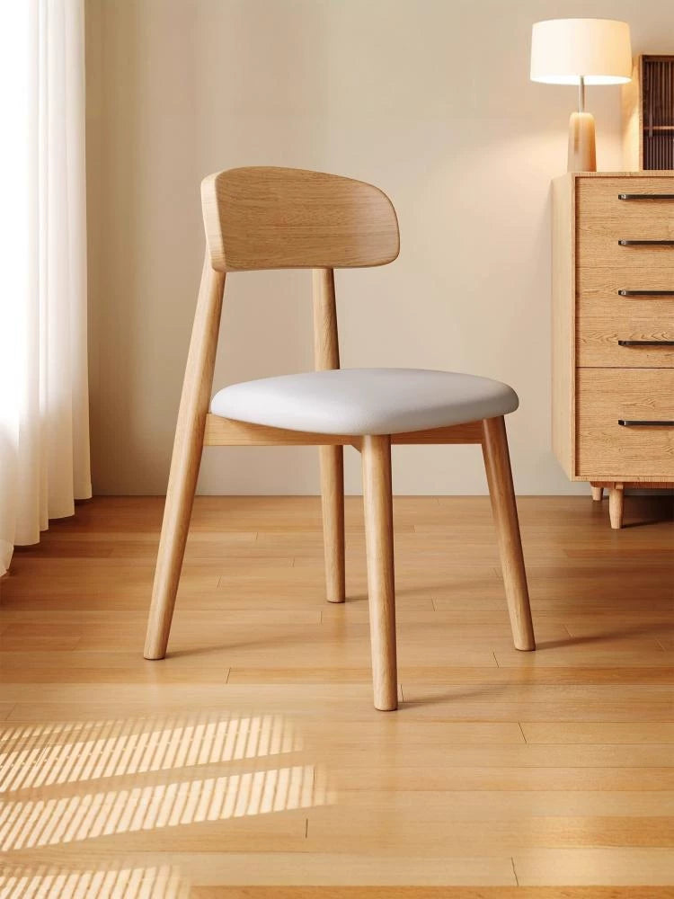 Nordic Solid Wood Dining Chair with Upholstered Backrest for Home and Restaurant