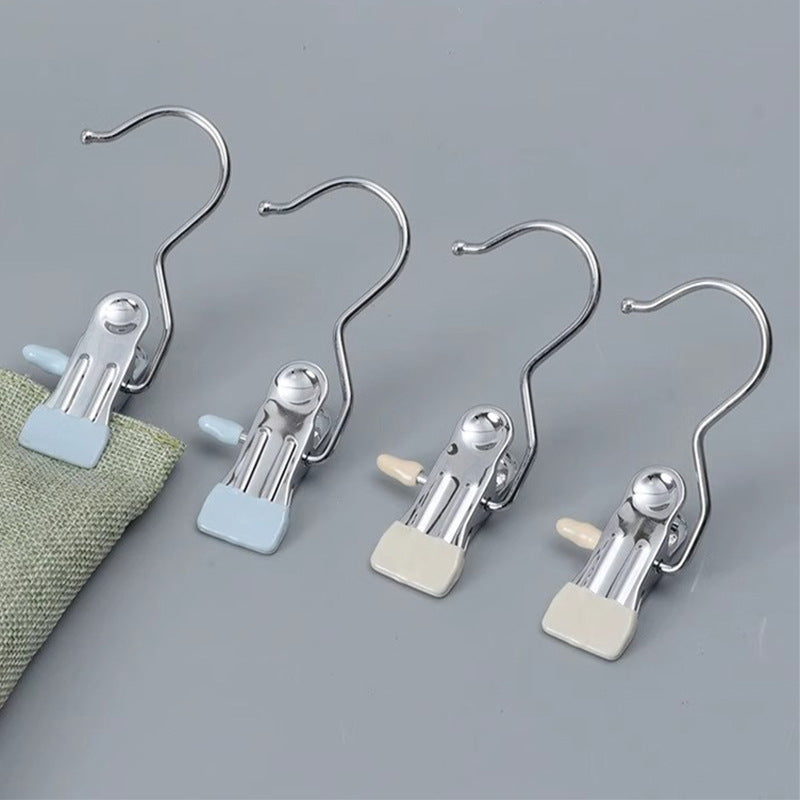 Stainless Steel Hanging Clips for Laundry, Towels, Hats, Socks - Windproof Multi-functional Storage Clips