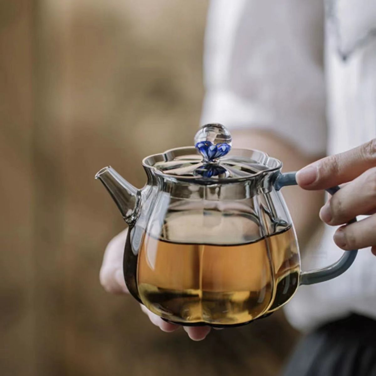 Handmade High-Temperature Resistant Plum Blossom Glass Teapot Set with Infuser