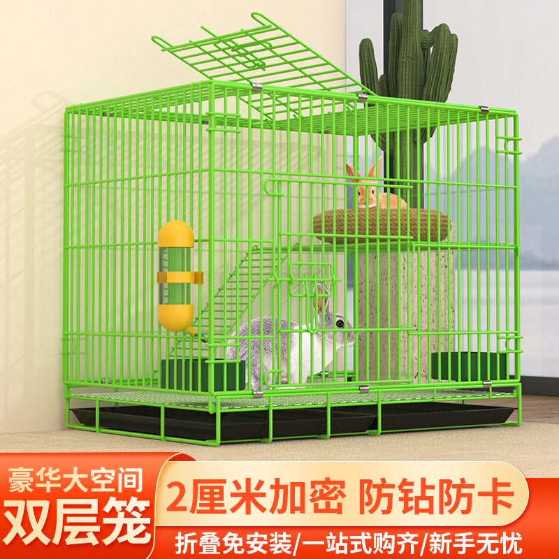 Large Indoor Rabbit Cage with Tray, Guinea Pig Hutch, Multi-level Pet House