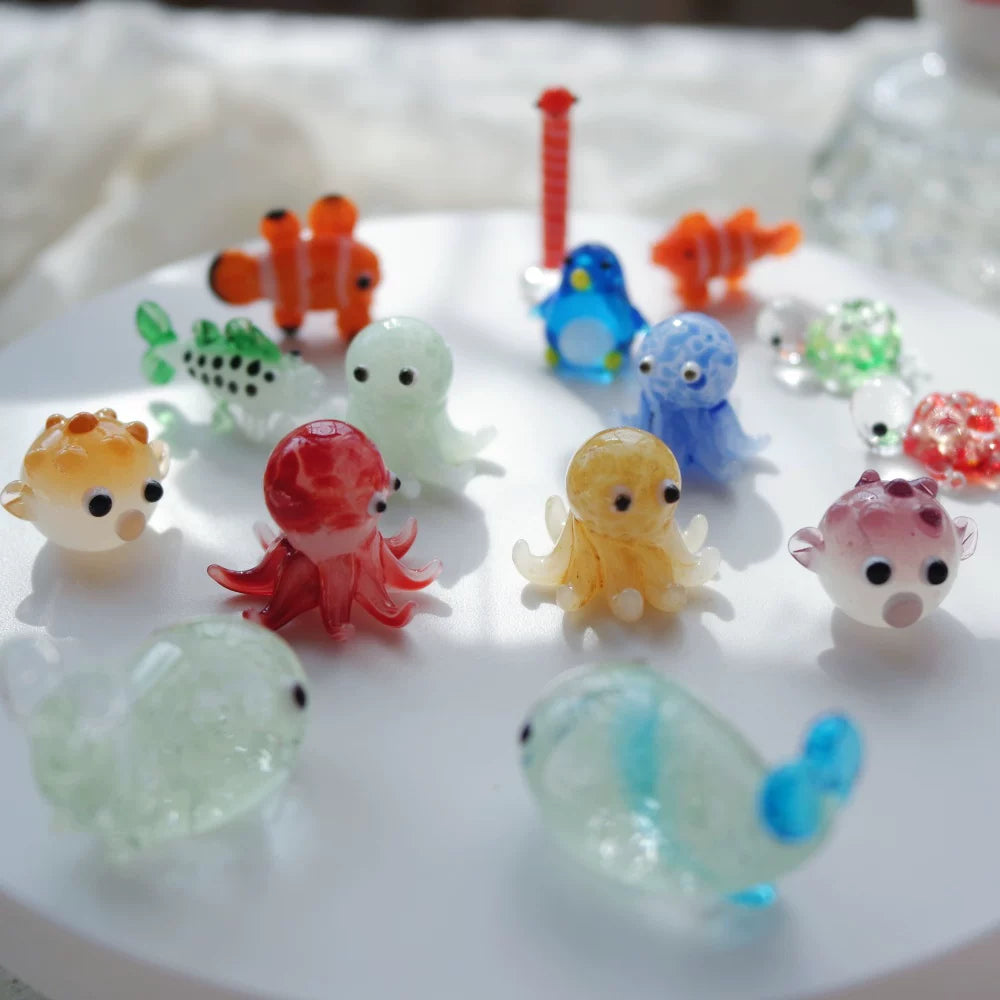 Miniature Glass Ocean Animal Figurines for Micro Landscape Decor