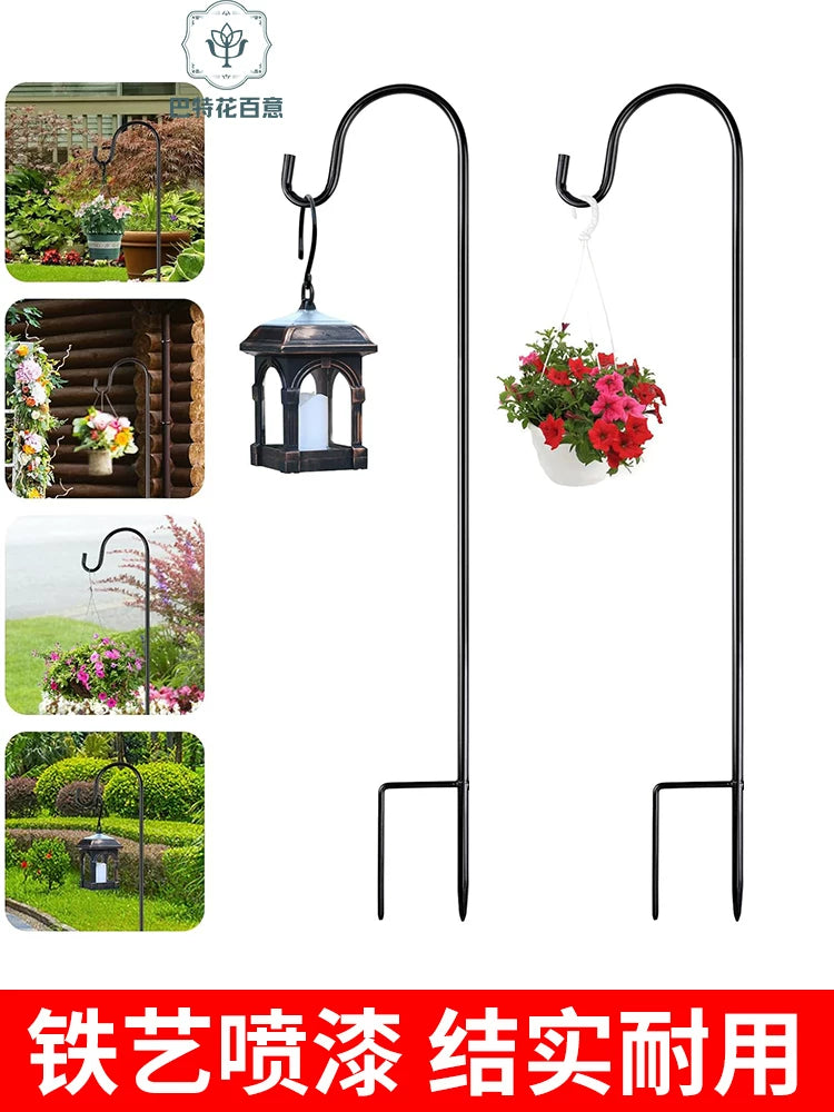 Shepherd Hook Outdoor Bird Feeder Plant Hanger Garden Lantern Stand for Wedding Decor Patio Basket