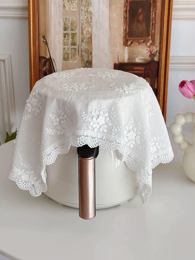 French Pastoral Embroidered Cotton Dust Cover for Microwave Printer Projector