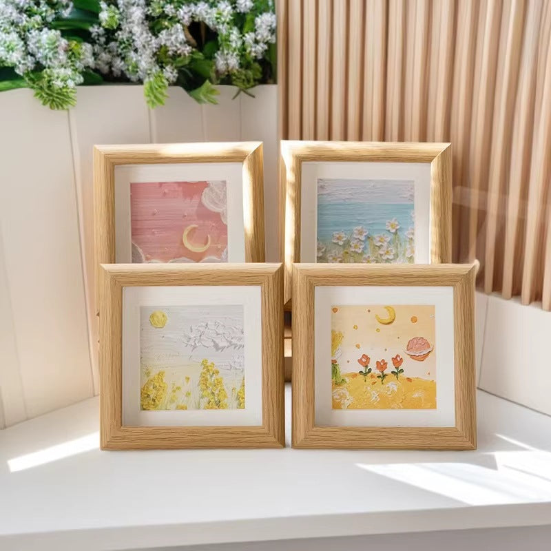 Hollow Wooden Photo Frame with Text Art Display