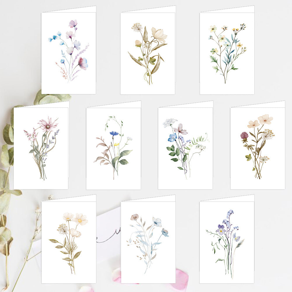 Watercolor Floral Greeting Card & Envelope Set