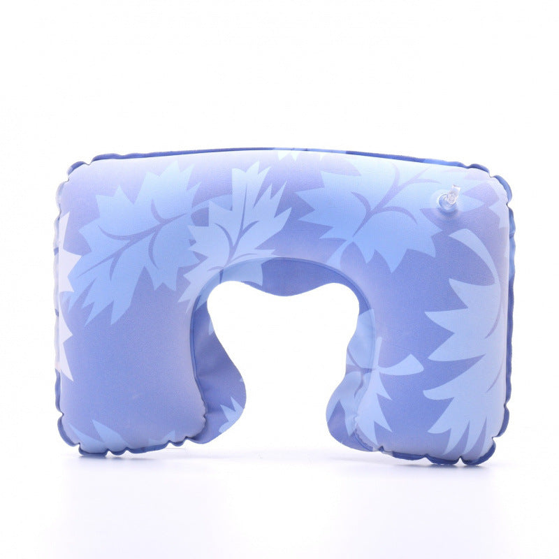 Inflatable Flocked U-Shaped Travel Neck Pillow for Outdoor and Aviation Use