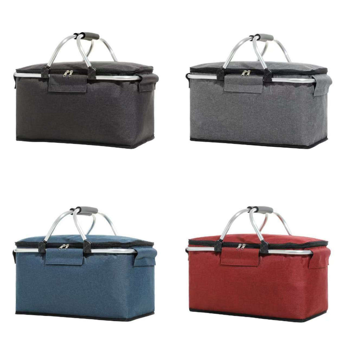 Foldable Oxford Cloth Insulated Picnic Basket with Wheels, Large Capacity Cooler Bag for Outdoor Activities